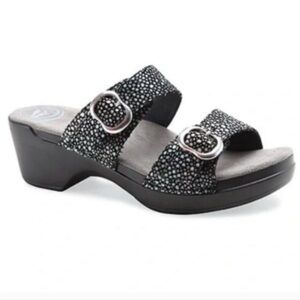 Dansko Sophie Black Metallic Leather Sandal
